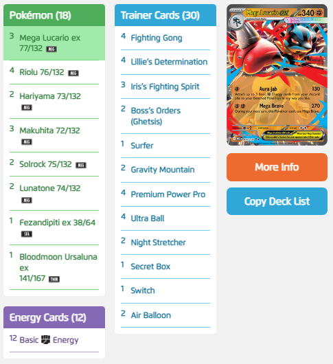 Pokémon TCG: Mazo (League Battle Deck) Mega Lucario ex