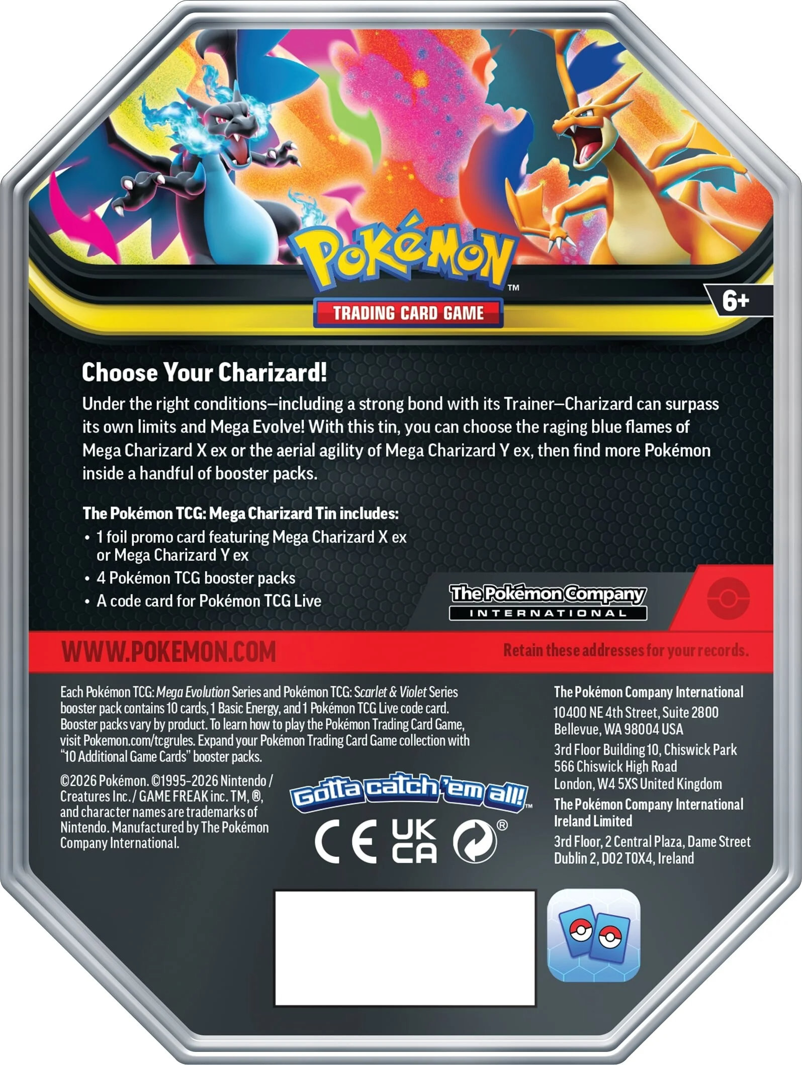 Pokémon TCG: Mega Charizard Tin Inglés