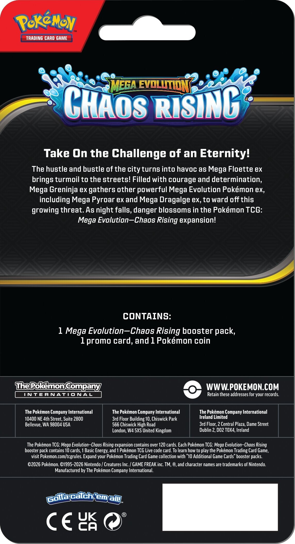 Pokemon TCG: Pack (Checklane) de 1 sobre Chaos Rising + Moneda Chikorita + Carta Promocional Toxel